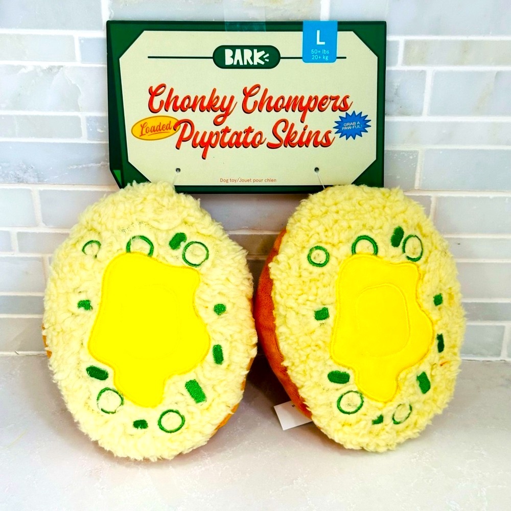 NWT Bark Box Chonky Chompers Puptato Skins Plush Crinkle Multi Part Dog Toy Sz L
